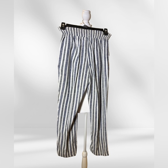 Love Tree Womens Pants Size S Blue & White Striped Pockets - Picture 2 of 3